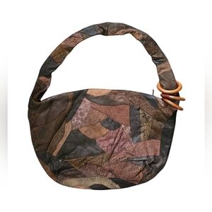 Vintage LaBogda Patchwork Large Brown  Leather Slouchy Hobo Shoulder Bag